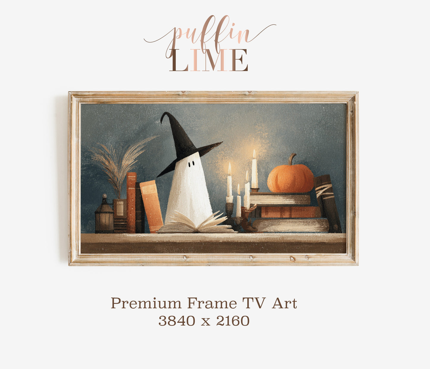 Halloween Digital Art for Frame TV, Witch Hat Pumpkin Candle, Autumn Decor 3840x2160
