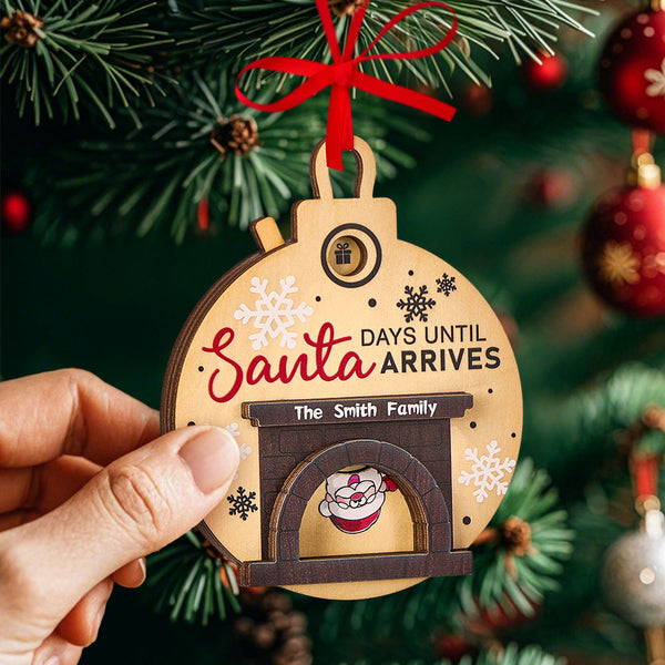 Santa in Fireplace Christmas Countdown Ornament