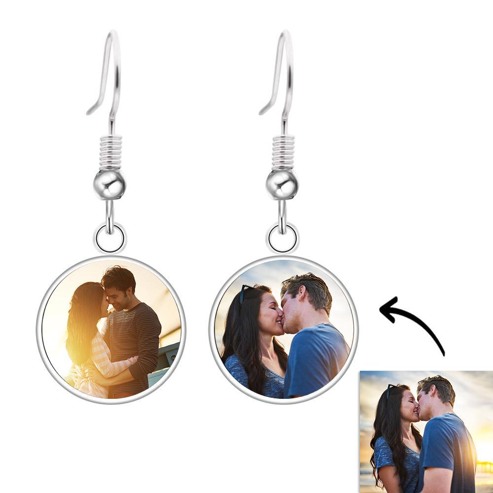 Custom Photo Drop Earrings - Personalized Picture Jewelry