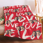 Custom Face and Heart Blanket - Personalized Photo Throw