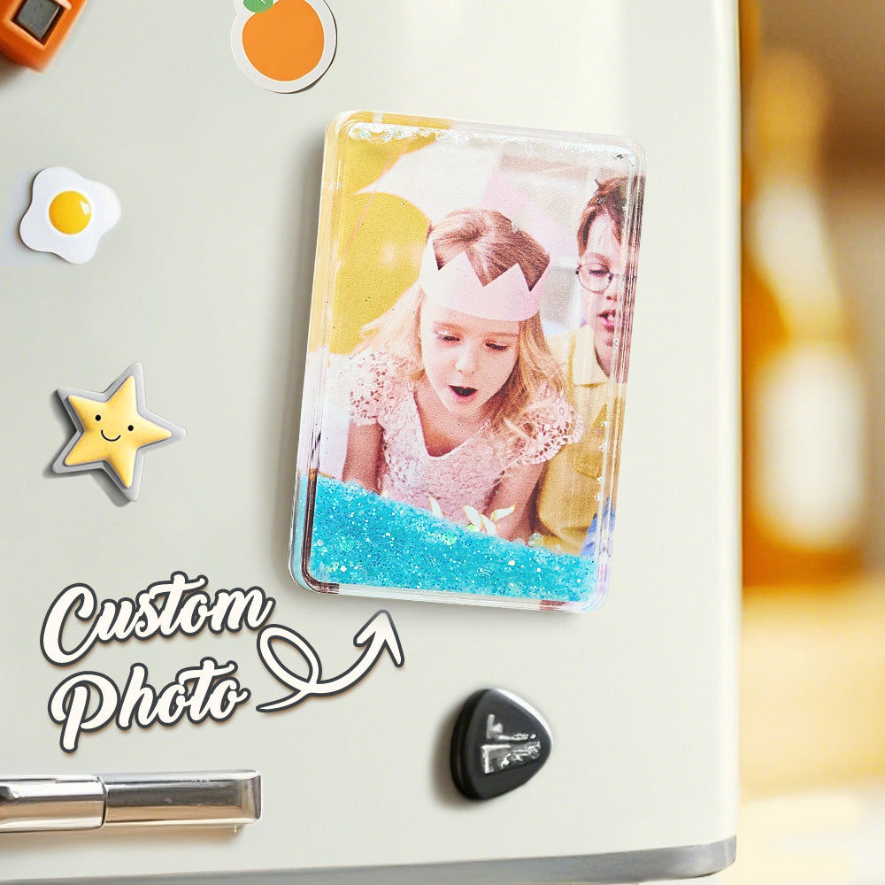 Custom Quicksand Photo Fridge Magnet - Personalized Liquid Sand Magnet