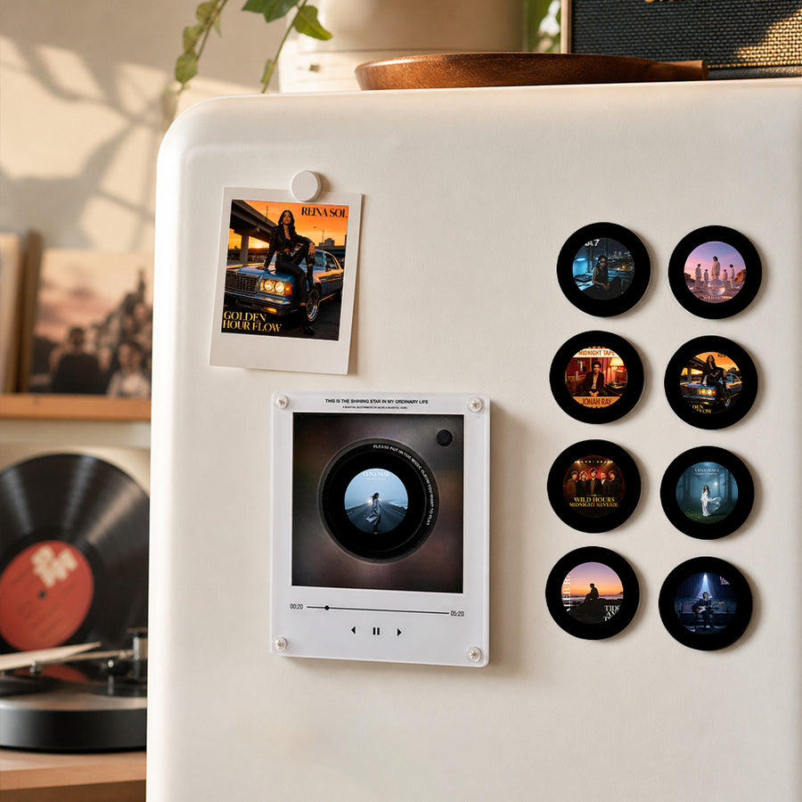 Personalized Mini Vinyl Record Player with 9 Custom Song Discs