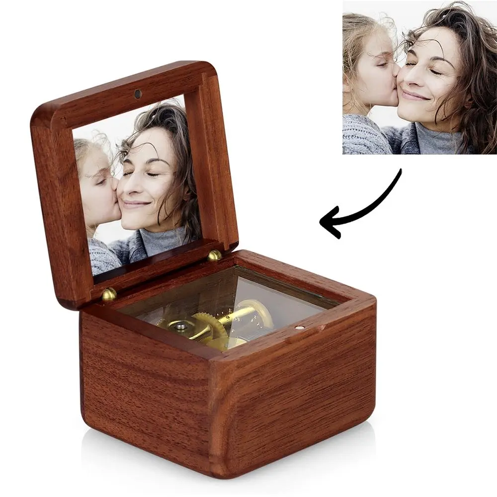Personalized Wooden Photo Music Box - Vintage Romantic Keepsake