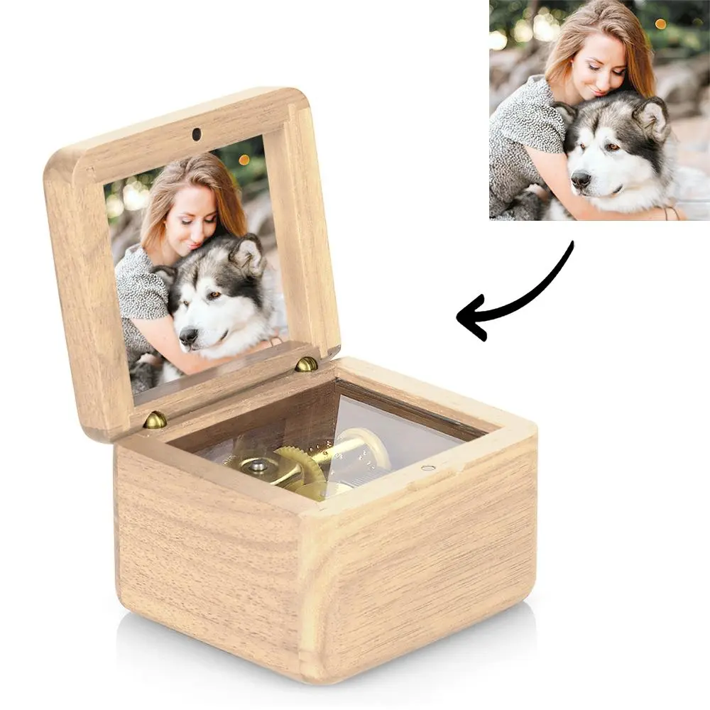 Personalized Wooden Photo Music Box - Vintage Romantic Keepsake