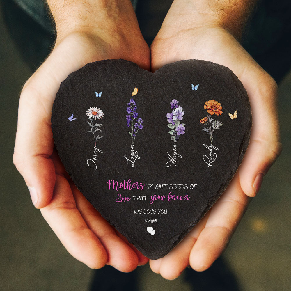 Personalized Birth Flower Garden Stone - Custom Mother's Day Gift for Grandma & Mom