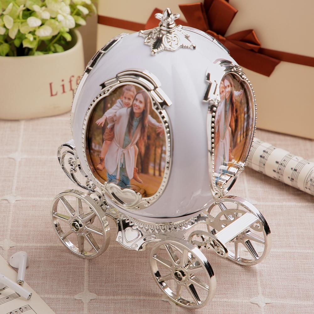 Custom Photo Frame Carriage Music Box - 4 Photos Display