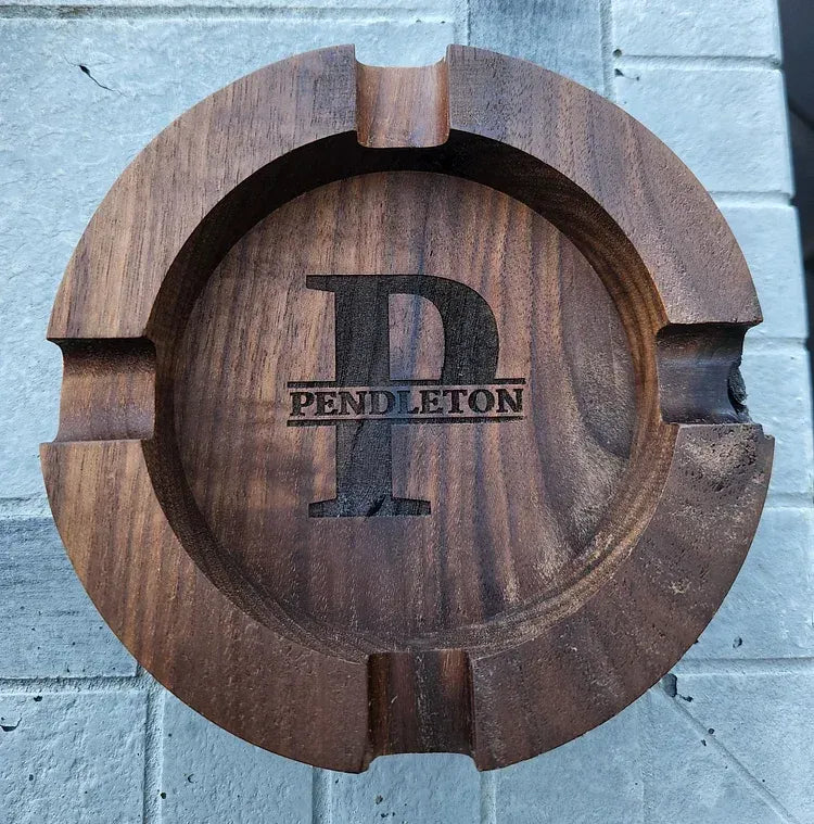 Personalized Wooden Cigar Ashtray - Custom Engraved Walnut Gift
