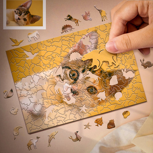 Personalized Animal Wood Jigsaw Puzzle with 1-4 Photos