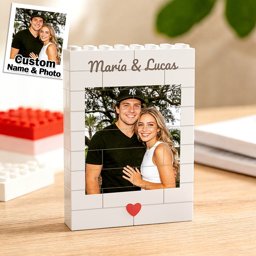 Custom Photo Brick Puzzle Frame - Personalized Building Block Display
