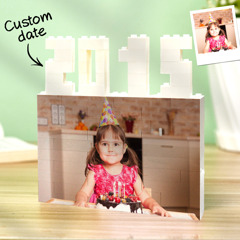 Personalized Photo Brick Puzzle with Year - Custom Building Block