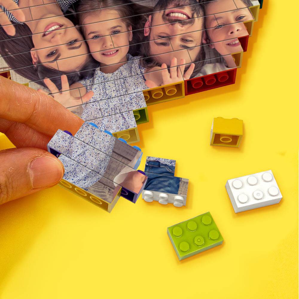 Custom photo brick puzzle by MadeMine featuring personalized building blocks for creative display or keepsake.
