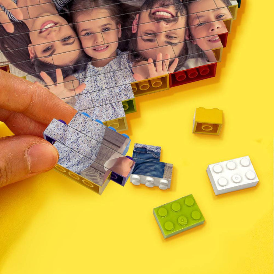 Custom Heart-Shaped Photo Building Brick Display