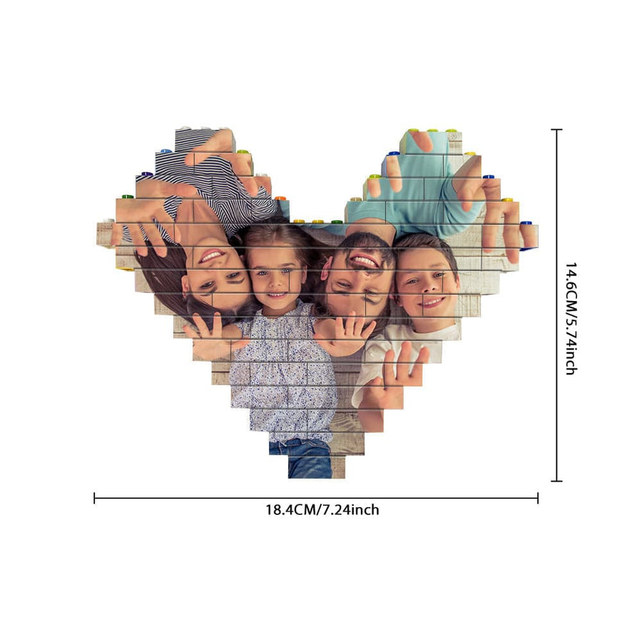 Custom Heart-Shaped Photo Building Brick Display