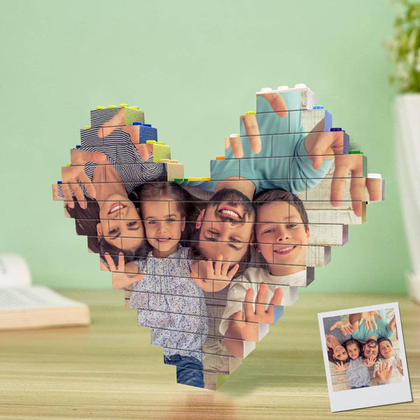 Custom Heart-Shaped Photo Building Brick Display