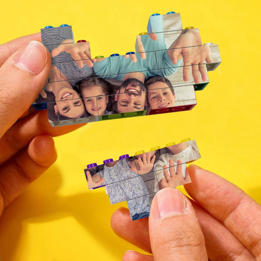 Custom Heart-Shaped Photo Building Brick Display