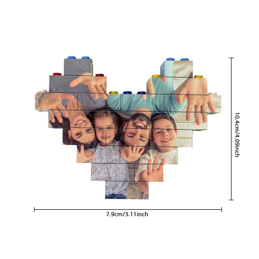 Custom Heart-Shaped Photo Building Brick Display