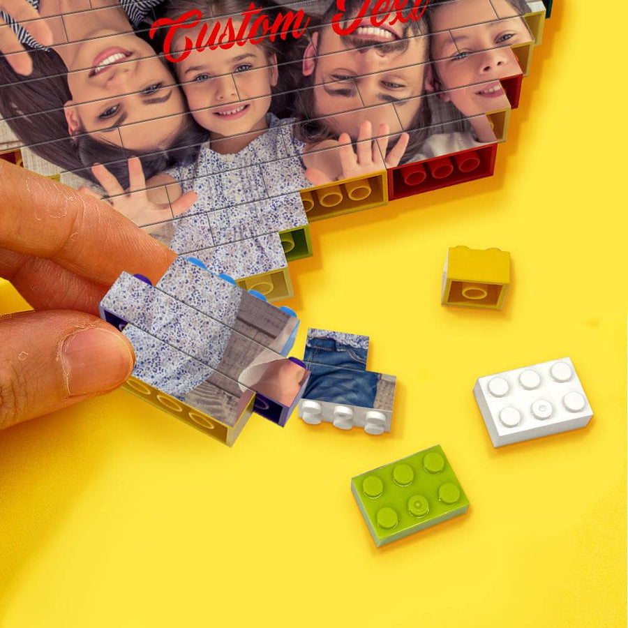 Custom Heart-Shaped Photo Building Brick Display
