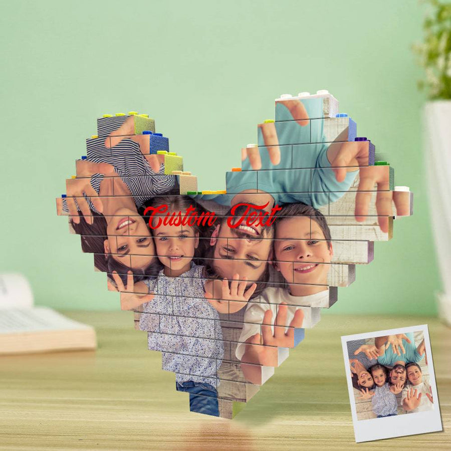 Custom Heart-Shaped Photo Building Brick Display