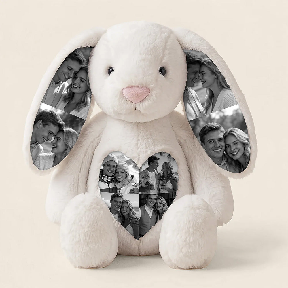 Custom Photo Bunny Plush on Ears & Belly