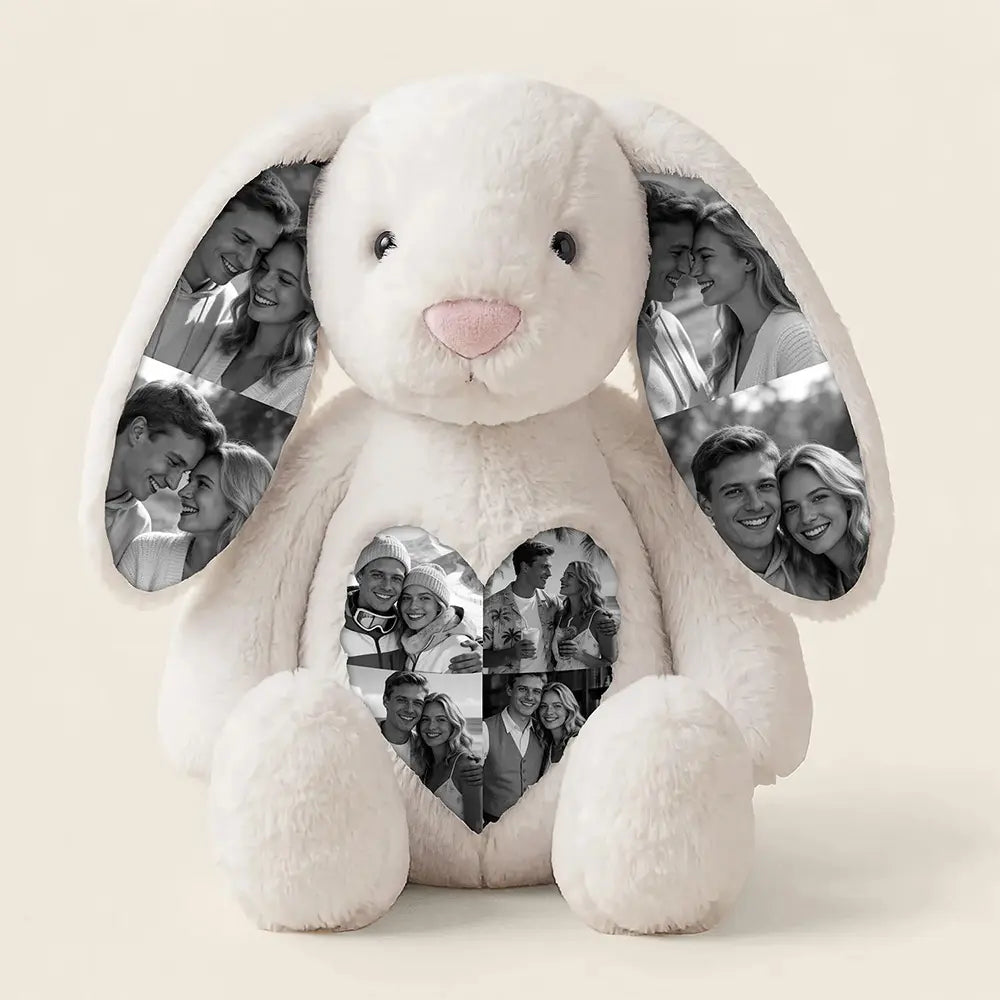 Custom Photo Bunny Plush on Ears & Belly
