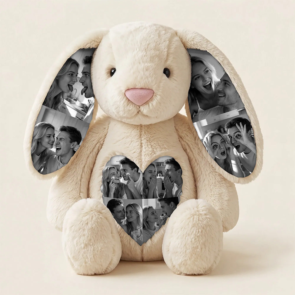 Custom Photo Bunny Plush on Ears & Belly