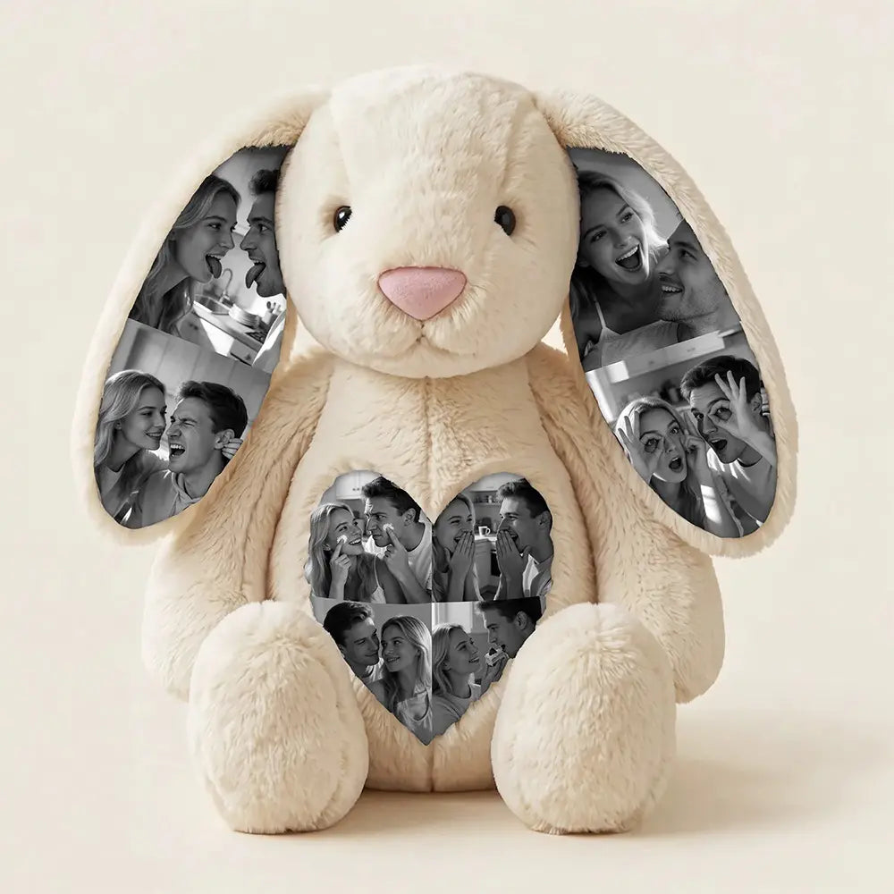 Custom Photo Bunny Plush on Ears & Belly