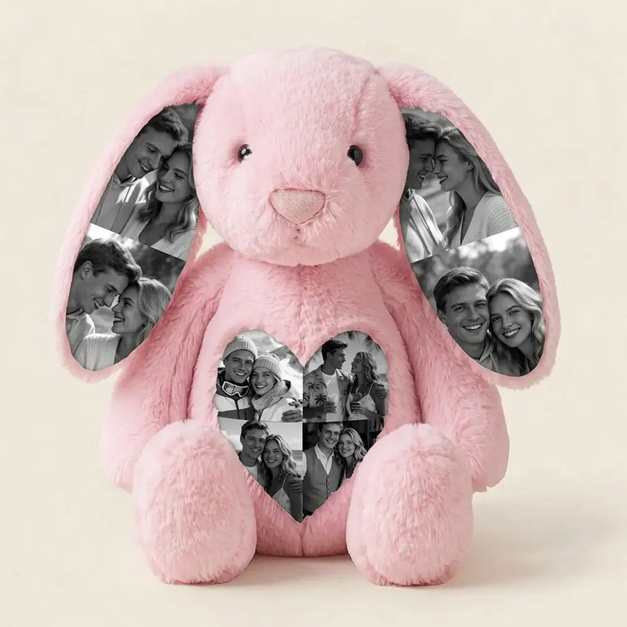 Custom Photo Bunny Plush on Ears & Belly