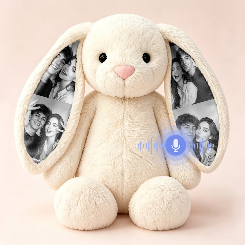 Personalized Voice Recording Bunny Plush with Photo Ears