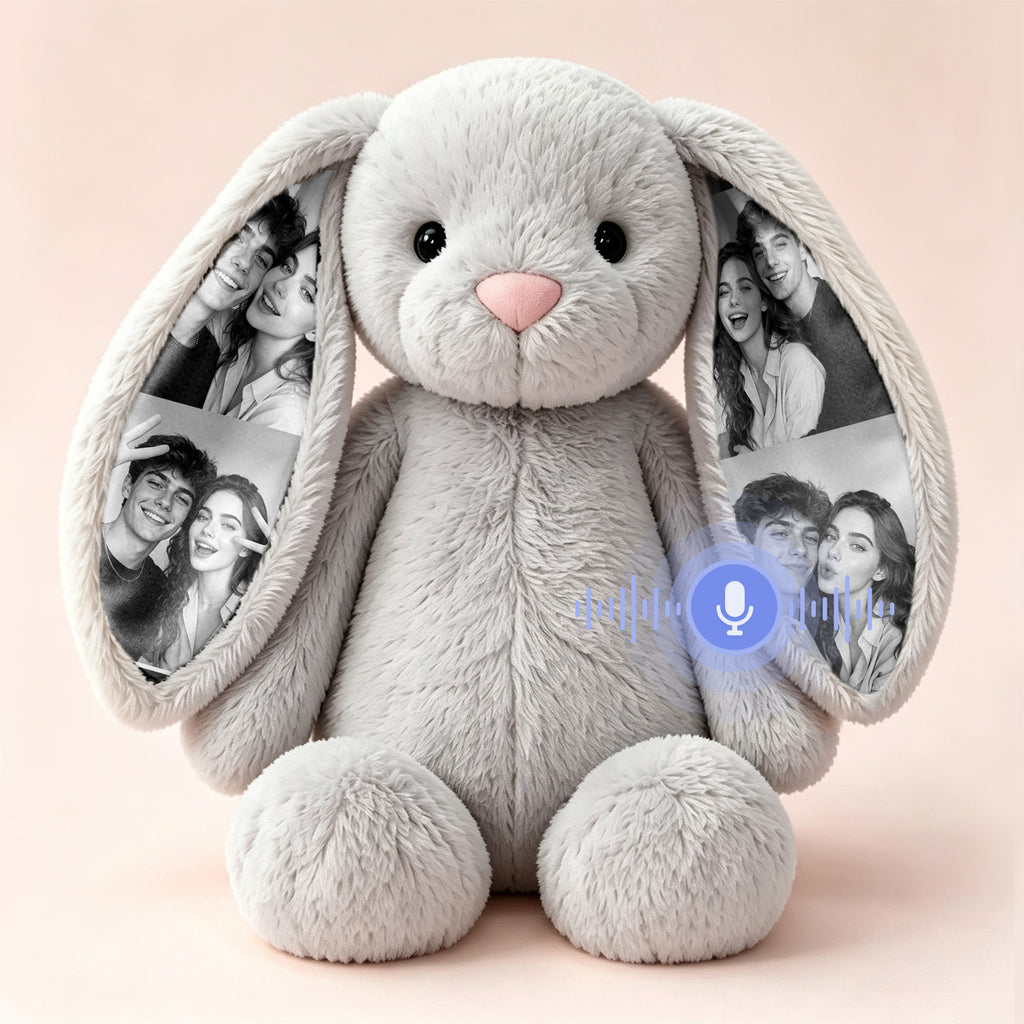 Personalized Voice Recording Bunny Plush with Photo Ears