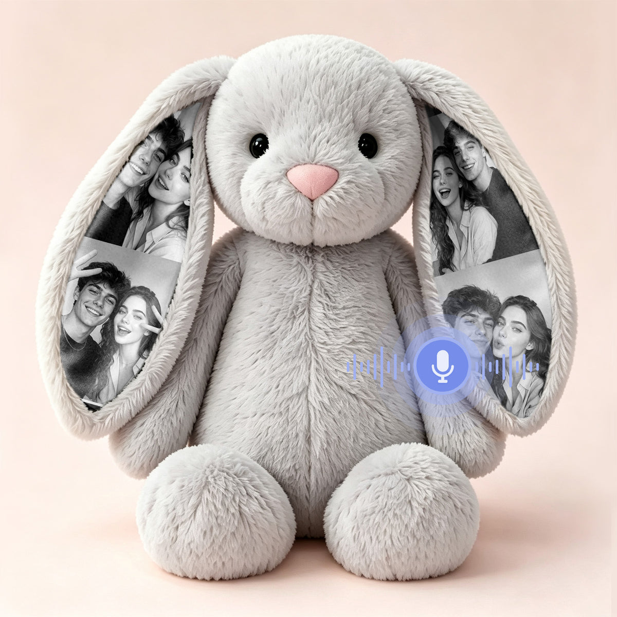 Personalized Voice Recording Bunny Plush with Photo Ears
