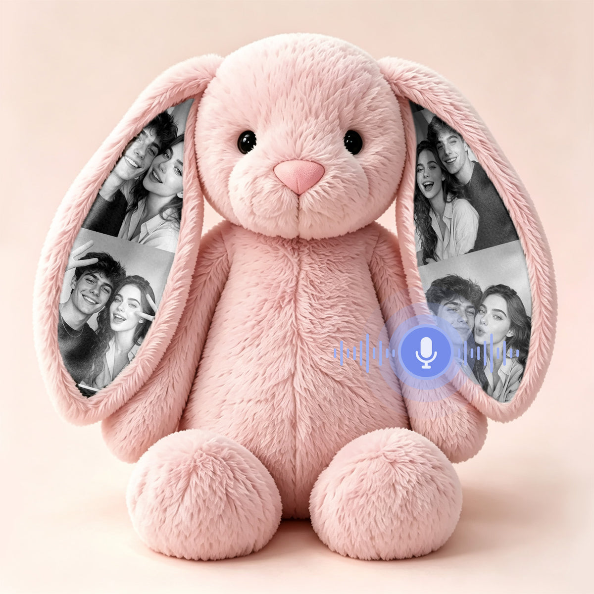 Personalized Voice Recording Bunny Plush with Photo Ears