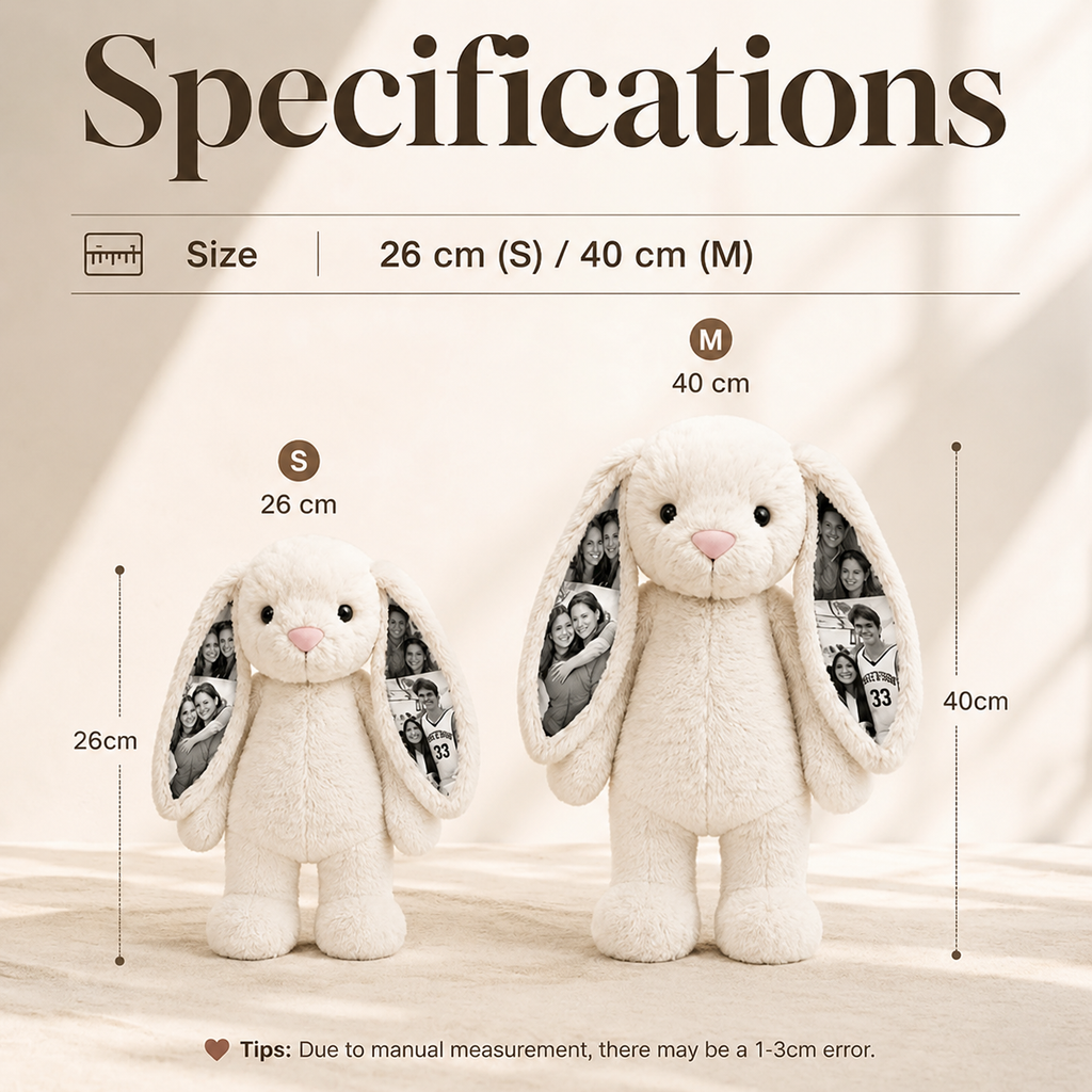 Personalized Voice Recording Bunny Plush with Photo Ears