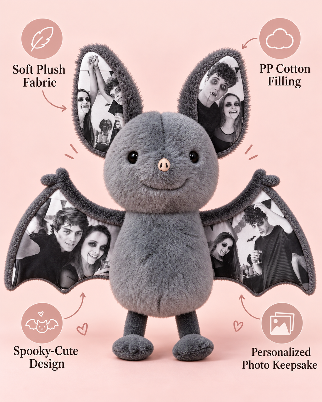 Personalized Photo Bat Plush