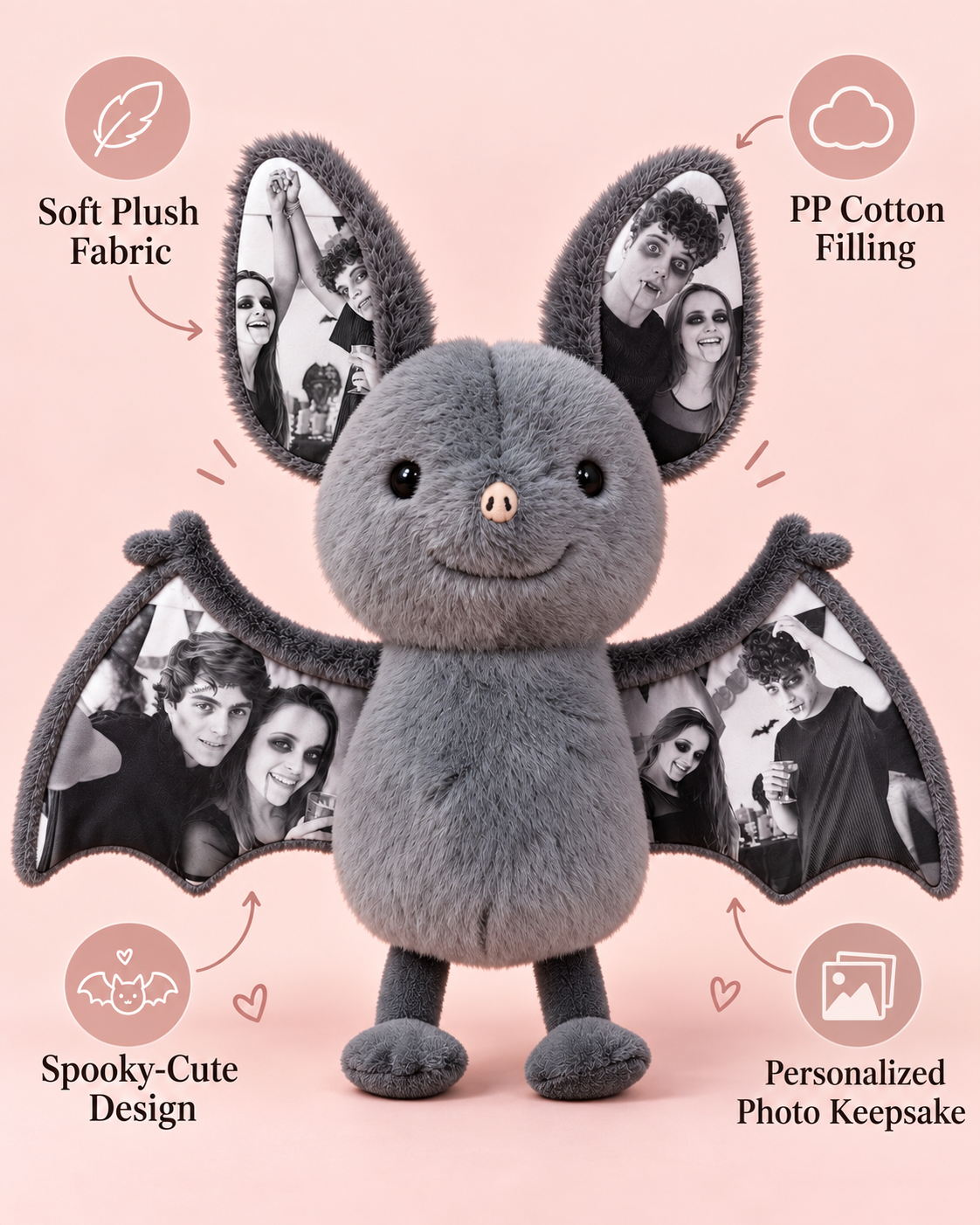 Personalized Photo Bat Plush