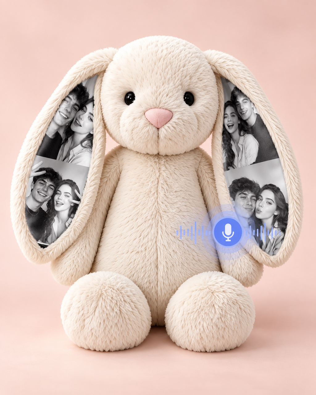Personalized Voice Recording Bunny Plush with Photo Ears