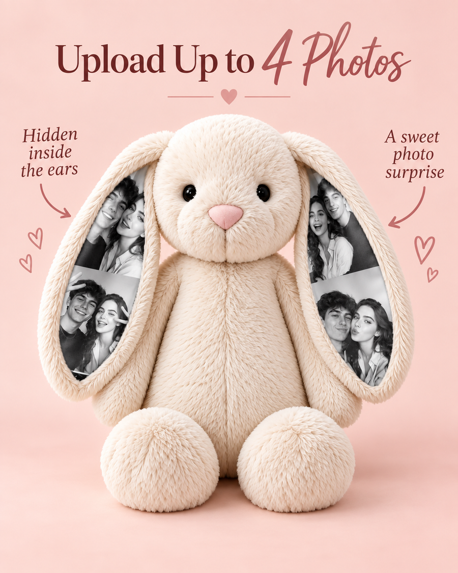 Personalized Voice Recording Bunny Plush with Photo Ears