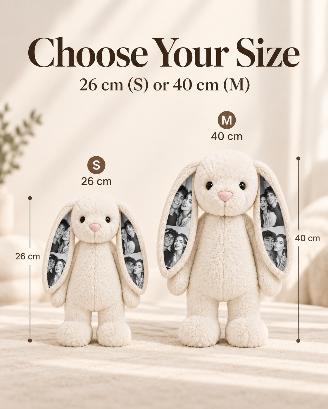 Personalized Voice Recording Bunny Plush with Photo Ears