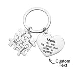 Engraved Puzzle Heart Keychain - Personalized Mother's Day Gift