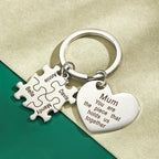 Engraved Puzzle Heart Keychain - Personalized Mother's Day Gift
