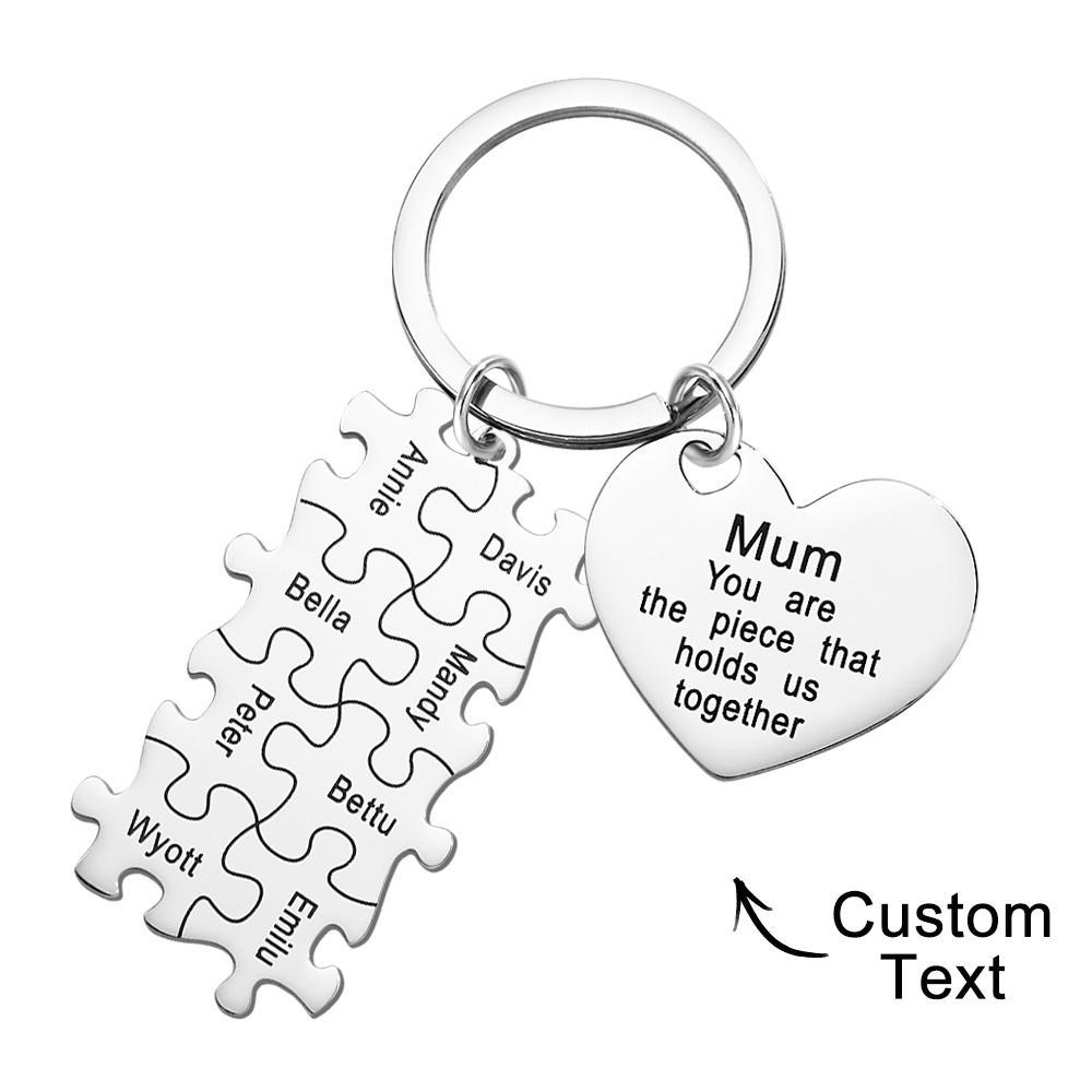 Engraved Puzzle Heart Keychain - Personalized Mother's Day Gift