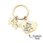 Engraved Puzzle Heart Keychain - Personalized Mother's Day Gift