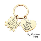 Engraved Puzzle Heart Keychain - Personalized Mother's Day Gift