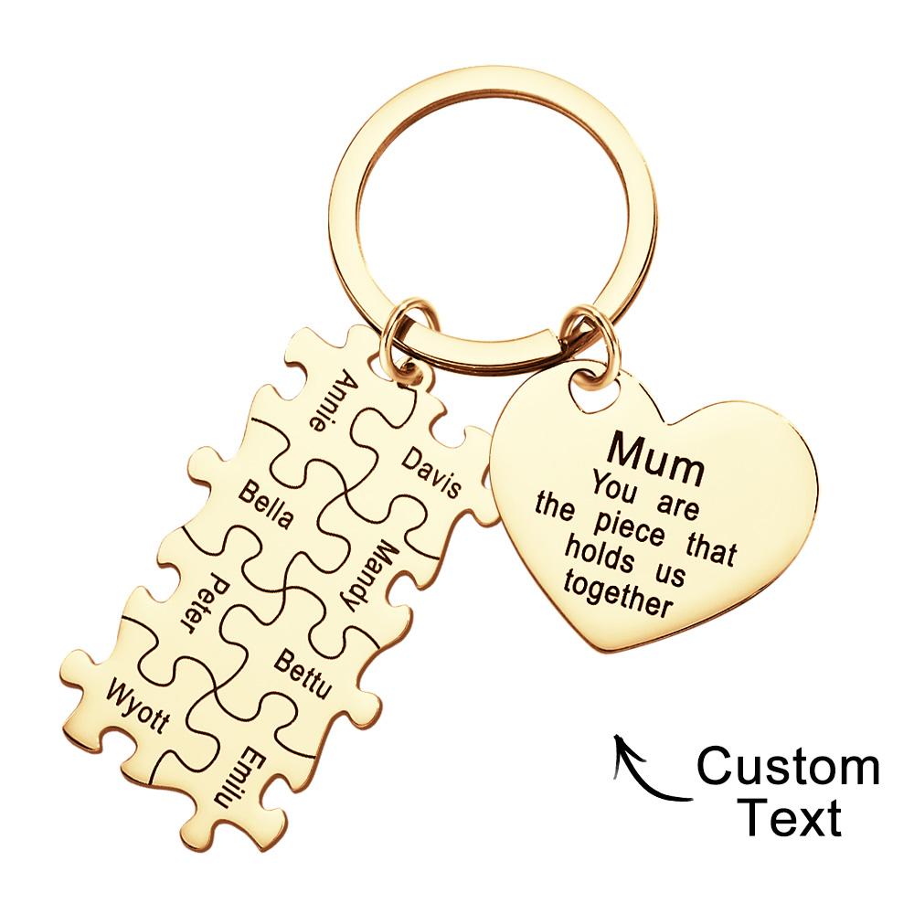 Engraved Puzzle Heart Keychain - Personalized Mother's Day Gift