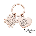Engraved Puzzle Heart Keychain - Personalized Mother's Day Gift