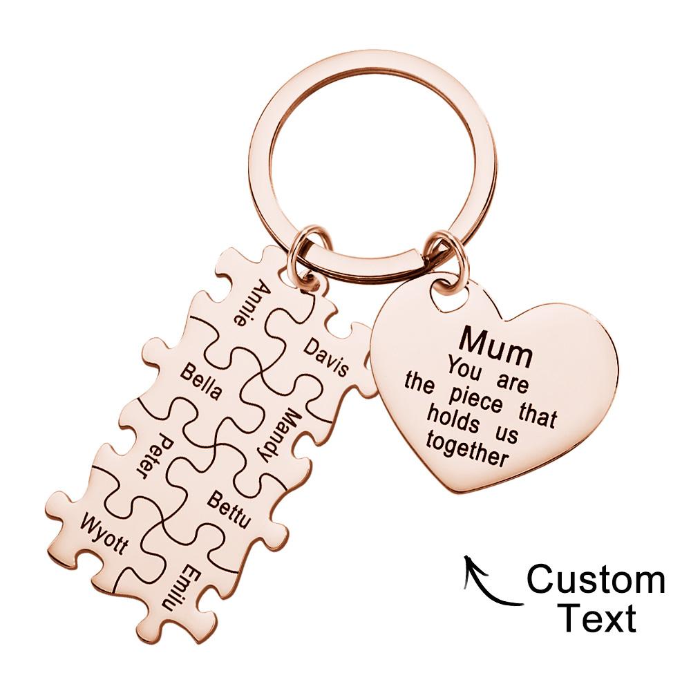 Engraved Puzzle Heart Keychain - Personalized Mother's Day Gift