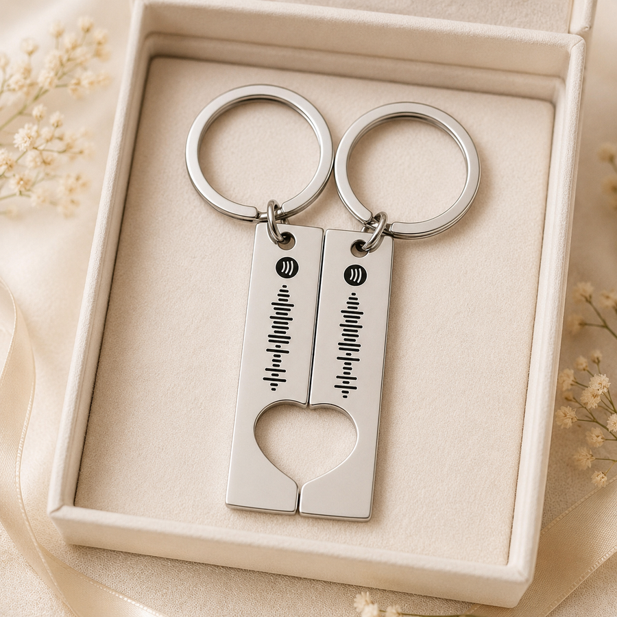 Custom Spotify Code Couples Keychain