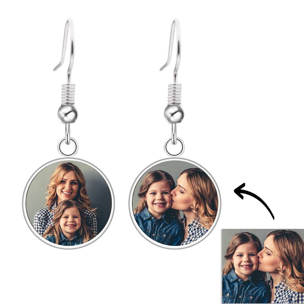 Custom Photo Drop Earrings - Personalized Picture Jewelry