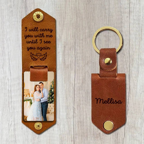 Custom Photo and Text Leather Keychain