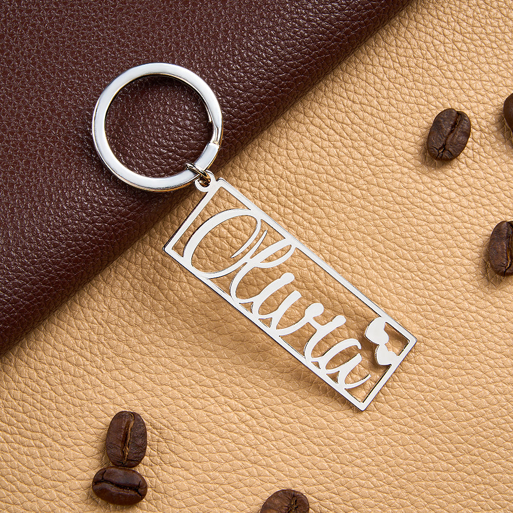 Personalized Engraved Name Keychain with Heart