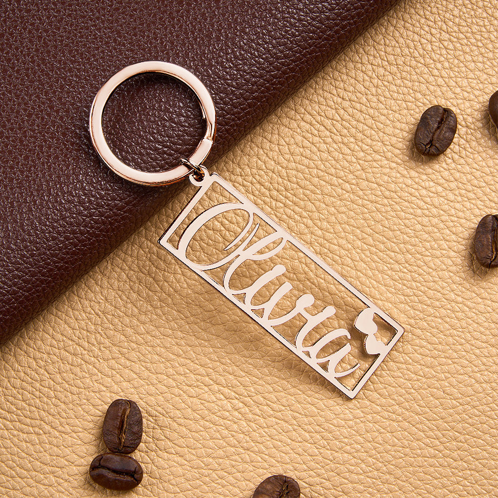 Personalized Engraved Name Keychain with Heart